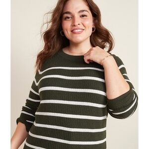Old Navy Stitchy Striped Sweater Olive Green Size S